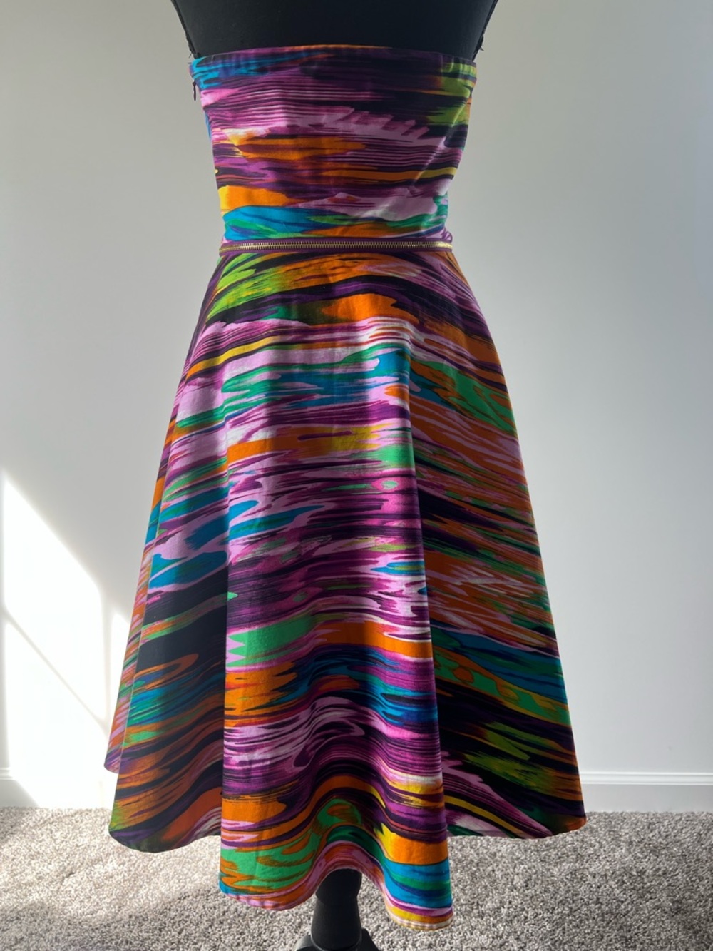 Calvin Klein Fit & Flare Dress 6 Multicolor Halter Pleated Skirt Party Cocktail - Picture 5 of 11